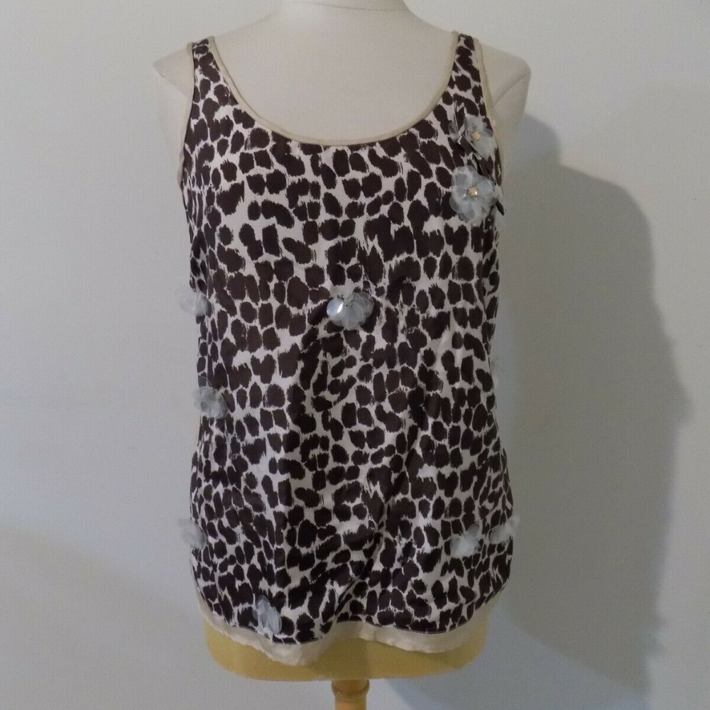 J. Crew Print Jeweled Sleeveless Blouse, 8